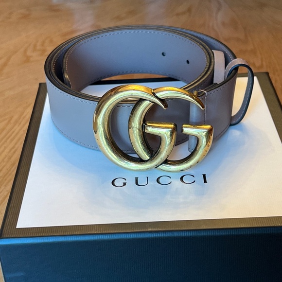GUCCI Marmont GG Wide Leather Belt 36/90 Color: Dusty pink - Picture 4 of 13